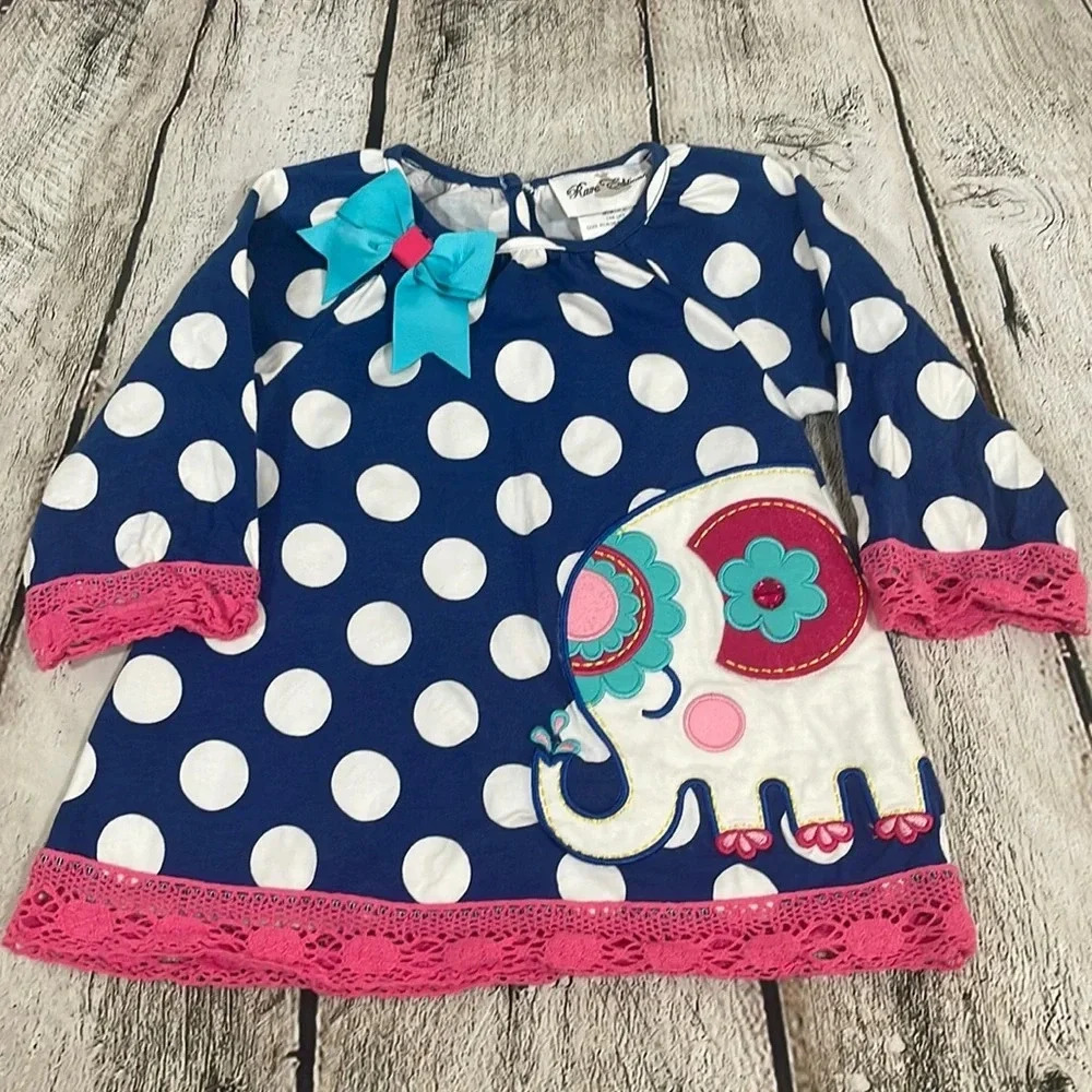 Girl’s Rare Editions elephant 🐘 long sleeve dress 2T
